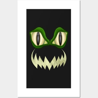 Halloween Gifts, Funny, Scary Monster Face Graphic Art Trick or Treat Fun Gifts Posters and Art